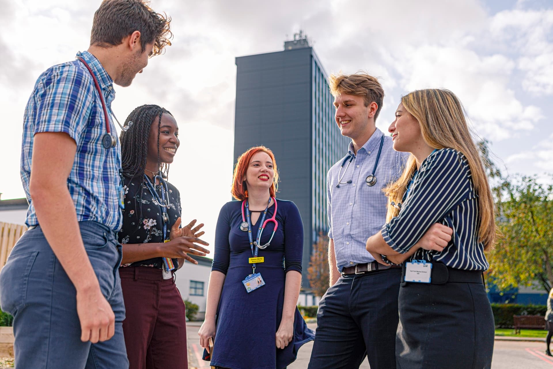 A group of medical students outside of Hull Royal Infirmary